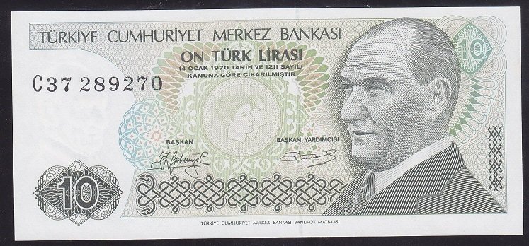 7.EMİSYON 1.TERTİP 10 LİRA C37 289270 ÇİL