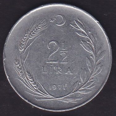 1971 Yılı 2.5 Lira Ters