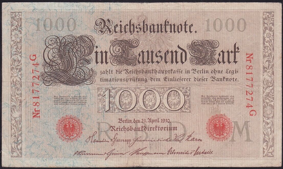 Almanya 1000 Mark 1910 Çok Temiz+
