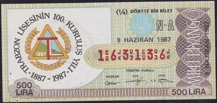 1987 9 Haziran Çeyrek Bilet - N-A Serisi