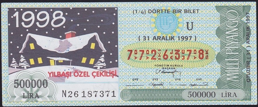 1997 31 Aralık Çeyrek Bilet - U Serisi