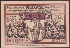 ALMANYA 25 PFENNİNG NOTGELD 1920 ÇİLALTI ÇİL