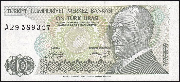 7.Emisyon 1.Tertip 10 Lira A29 589347 Çilaltı Çil