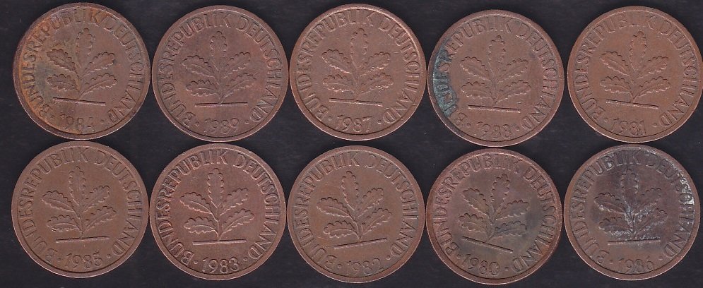 ALMANYA 1 FENİK 1980-81-82-83-84-85-86-87-88-89 YILLARI 10'LU  LOT