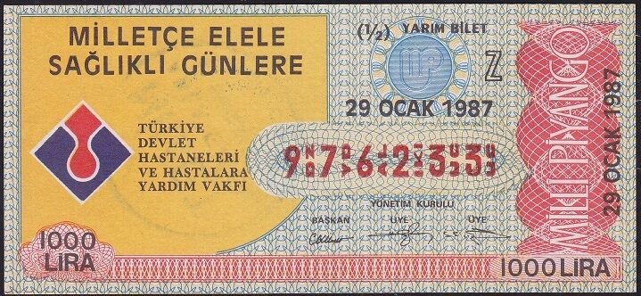 1987 29 Ocak Yarım Bilet - Z Serisi