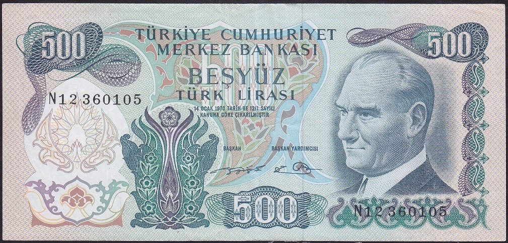 6.EMİSYON 2.TERTİP 500 LİRA N12 360105 ÇÇT +