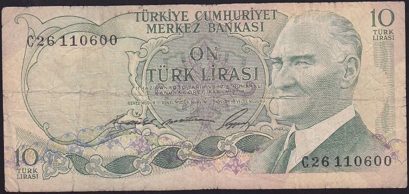 6.Emisyon 1.Tertip 10 Lira C26 110600 Temiz