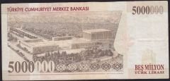 7.Emisyon 5 000 000 Lira F24 345718 Çok Temiz
