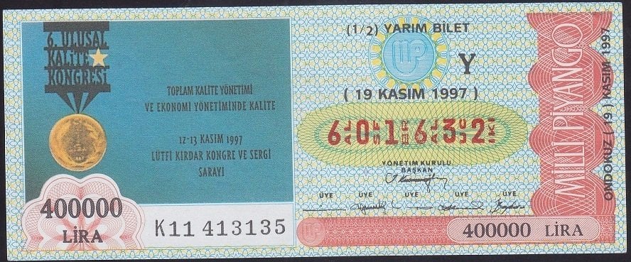 1997 19 KASIM YARIM BİLET - Y SERİSİ