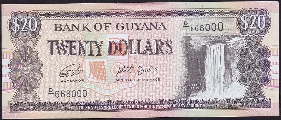 Guyana 20 Dolar 1996 - 2016 Çilaltı Çil Pick 30g 000