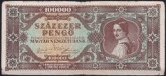 Macaristan 100000 Pengo 1945 Temiz