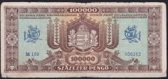 Macaristan 100000 Pengo 1945 Temiz