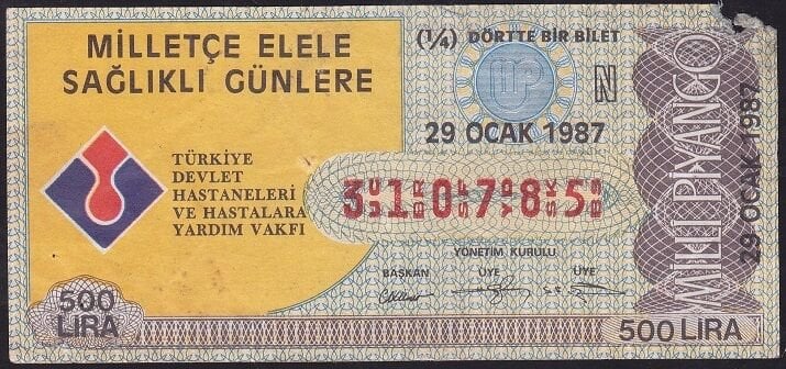 1987 29 Ocak Çeyrek Bilet - N Serisi