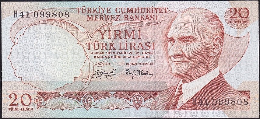 6.Emisyon 3.Tertip 20 Lira H41 099808 Çilaltı Çil
