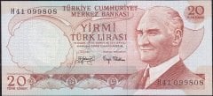 6.Emisyon 3.Tertip 20 Lira H41 099808 Çilaltı Çil