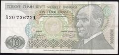 7.Emisyon 1.Tertip 10 Lira A20 736721 Çok Temiz+