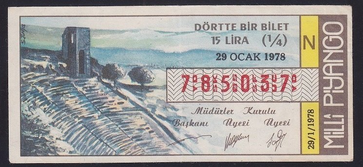 1978 29 OCAK ÇEYREK BİLET