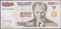7.Emisyon 5 000 000 Lira J10 969699 Çok Çok Temiz+