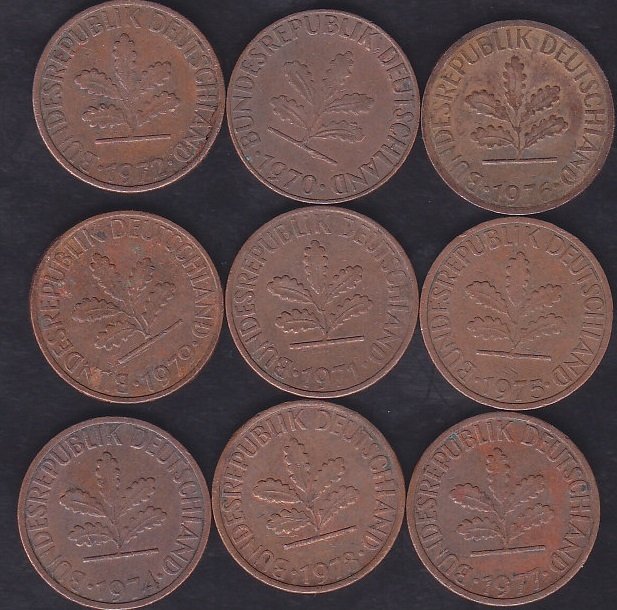 ALMANYA 1 FENİK 1970-71-72-74-75-76-77-78-79 YILLARI 9'LU  LOT