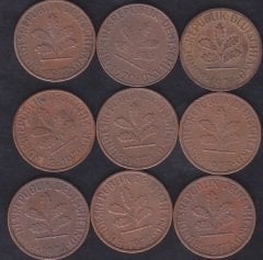 ALMANYA 1 FENİK 1970-71-72-74-75-76-77-78-79 YILLARI 9'LU  LOT