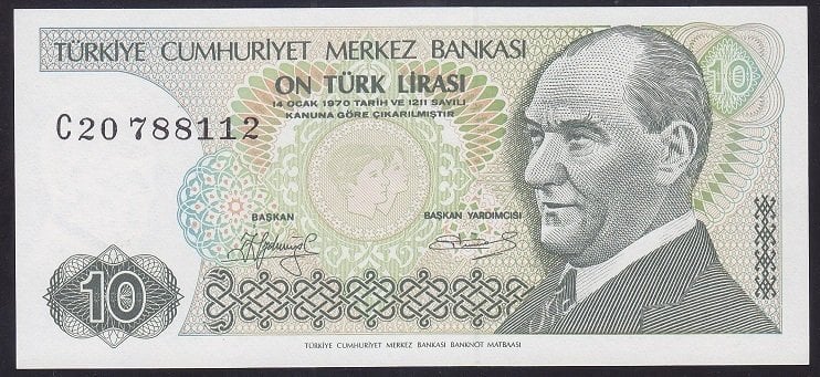 7.EMİSYON 1.TERTİP 10 LİRA C20 788112 ÇİLALTI ÇİL