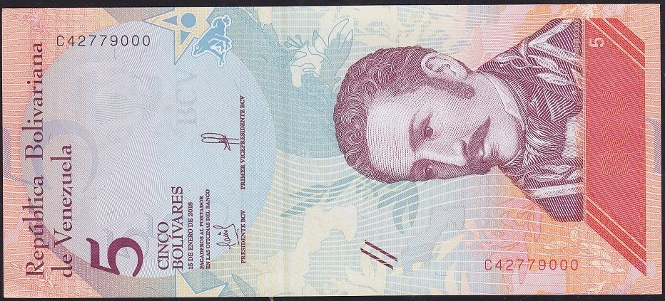 Venezuela 5 Bolivares 2018 Çil Pick 102 ( 000 )