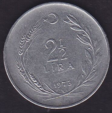 1973 Yılı 2.5 Lira Ters