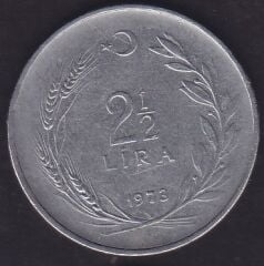 1973 Yılı 2.5 Lira Ters