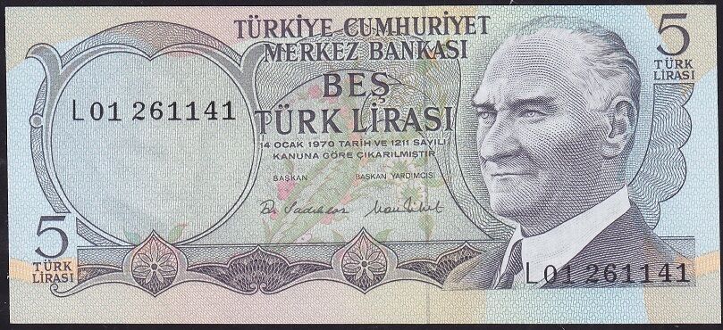 6.Emisyon 2.Tertip 5 Lira L01 261141 Çil