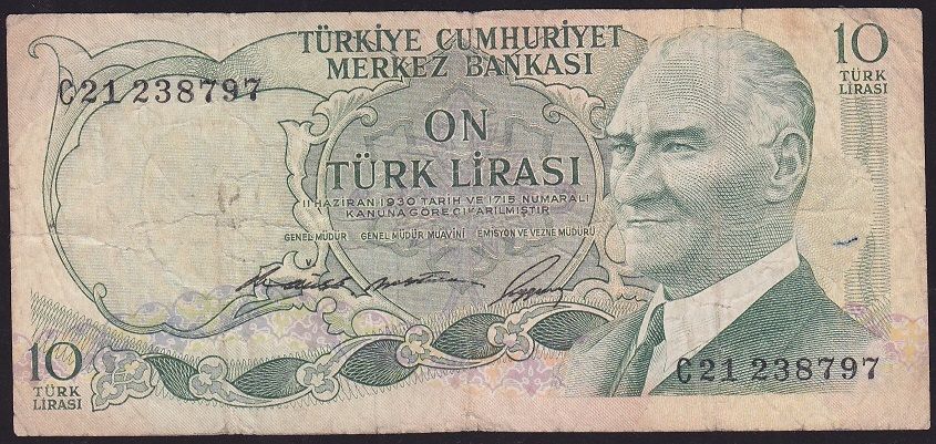 6.Emisyon 1.Tertip 10 Lira C21 238797 Çok Temiz