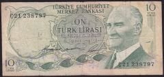 6.Emisyon 1.Tertip 10 Lira C21 238797 Çok Temiz