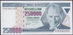 7.Emisyon 3.Tertip 250000 Lira I78 541257 Çilaltı Çil ( Bandrol baskı izi var )