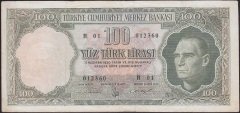 5.EMİSYON 4.TERTİP 100 LİRA R01 012360 ÇOK TEMİZ eski para