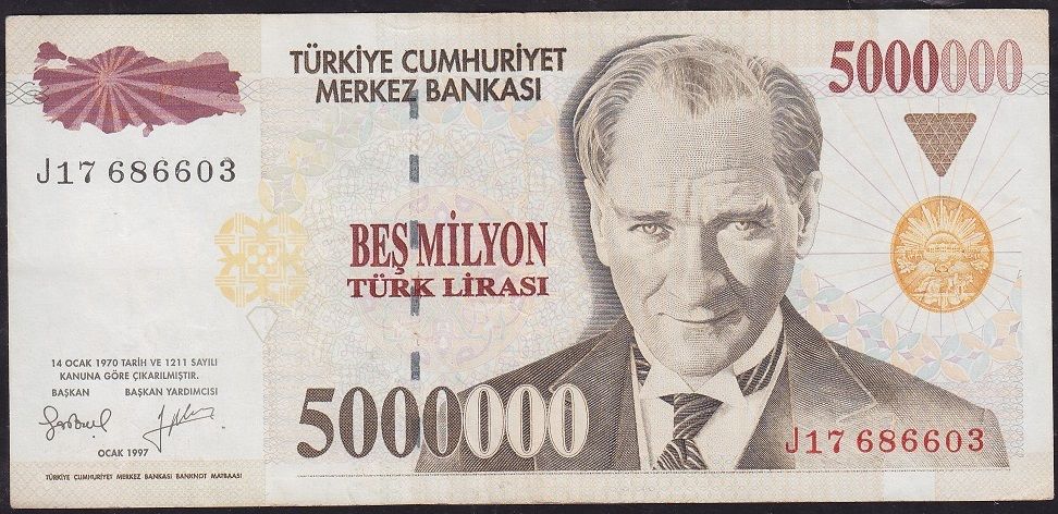 7.Emisyon 5 000 000 Lira J17 686603 Çok Temiz+