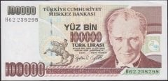 7.Emisyon 3.Tertip 100000 Lira H62 238298 Çilaltı Çil