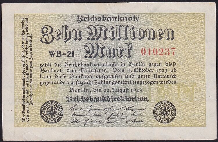 Almanya 10.000.000 Mark 1923 Çok Çok Temiz