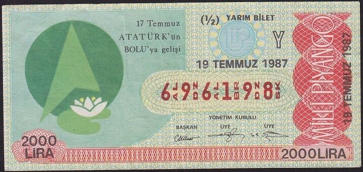 1987 19 Temmuz Yarım Bilet - Y Serisi
