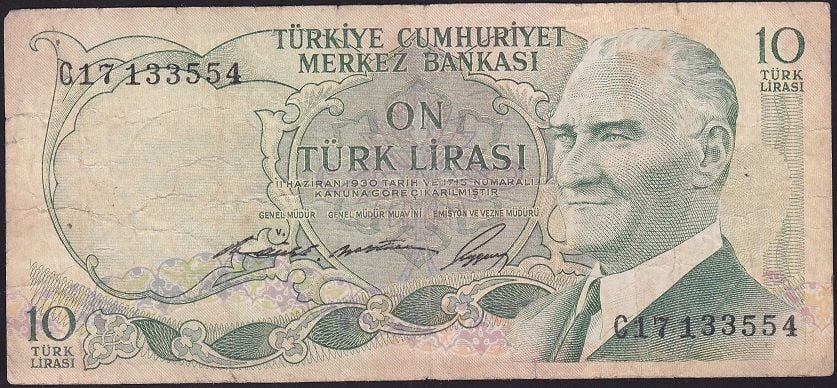 6.Emisyon 1.Tertip 10 Lira C17 133554 Temiz