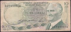 6.Emisyon 1.Tertip 10 Lira C17 133554 Temiz