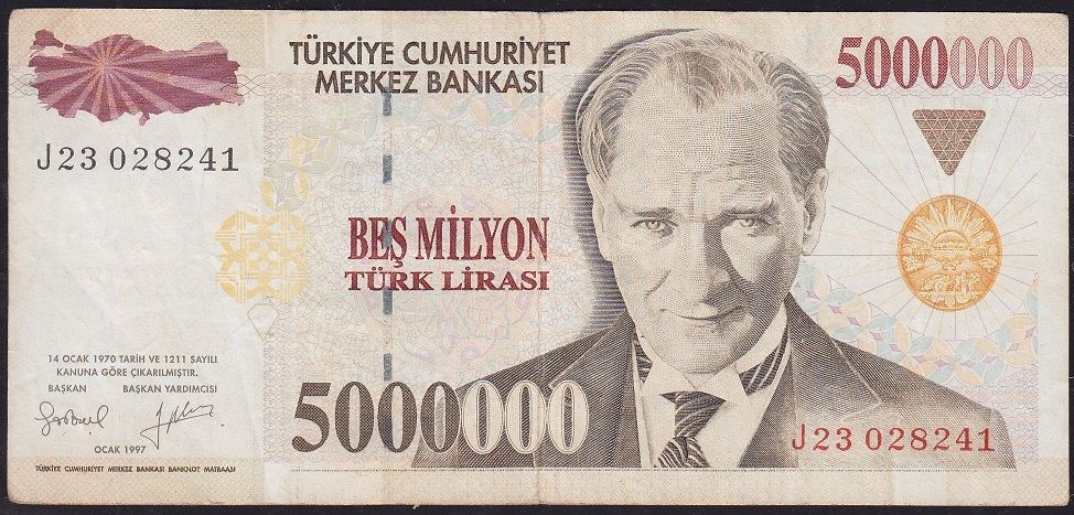 7.Emisyon 5 000 000 Lira J23 028241 Çok Temiz