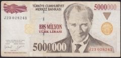 7.Emisyon 5 000 000 Lira J23 028241 Çok Temiz