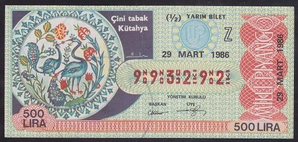 1986 29 MART YARIM BİLET Z SERİSİ