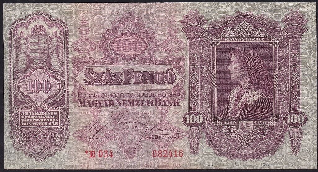Macaristan 100 Pengo 1930 Çok Temiz+