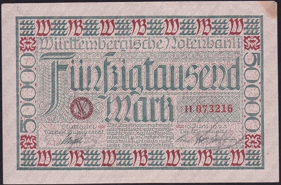 Almanya 50.000 Mark 1923 Çok Temiz