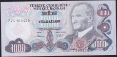 6.Emisyon 3.Tertip 1000 Lira F77 463429 Çilaltı Çil