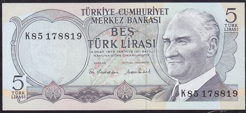 6.Emisyon 2.Tertip 5 Lira K85 178819 Çil