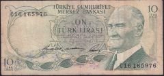 6.Emisyon 1.Tertip 10 Lira C16 165976 Temiz