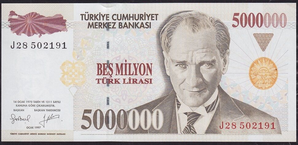 7.Emisyon 5 000 000 Lira J28 502191 Çil