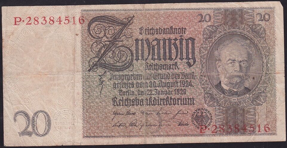Almanya 20 Mark 1929 Çok Temiz