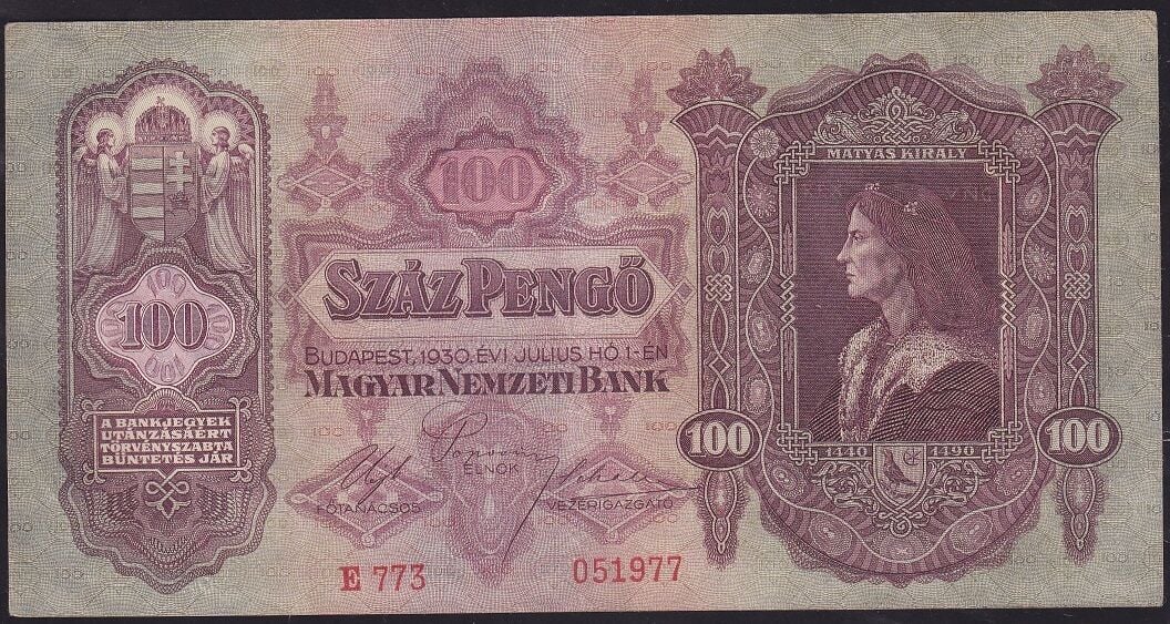 Macaristan 100 Pengo 1930 Çok Temiz+